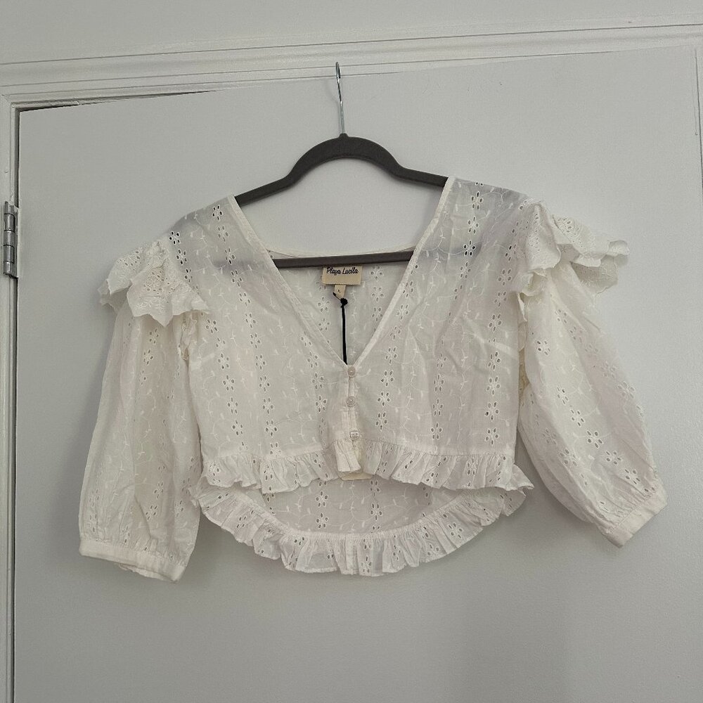 Playa Lucila Ruffled Eyelet crop top - NWT